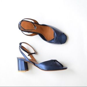byFar Shane metallic dark blue heel sandal